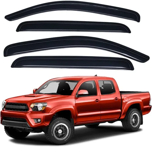 Vista 6 de Lightronic WV194056 - Protector de lluvia deflector de ventana lateral en canal, humo oscuro, juego de 4 piezas, se adapta a Toyota Tacoma 2005-2015