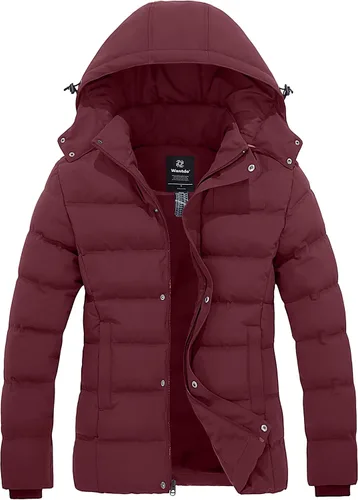 Vista 8 de Wantdo - Abrigo acolchado con capucha para mujer, chaqueta puffer cálida y gruesa de invierno con capucha removible Verde militar