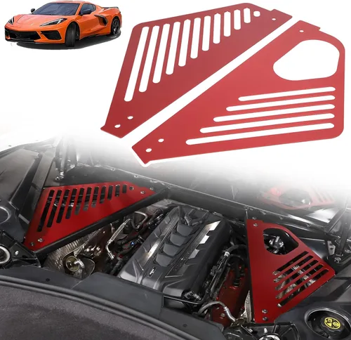 Vista 10 de Sekhyna Cubierta de panel de bahía del motor compatible con Chevrolet Corvette C8 Stingray 2020-2024 aleación de aluminio 2 piezas compartimento