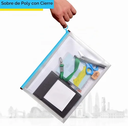 Vista 5 de Sobres de plástico transparentes con cierre de 9x12, carpeta de archivos, portadocumentos de papel, paquete de 12