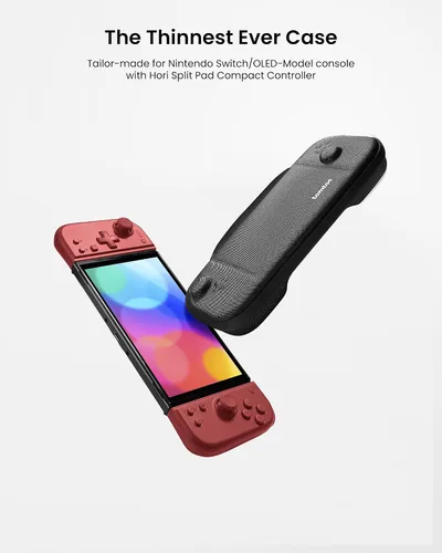 Vista 2 de tomtoc Carrying Case for Hori Nintendo Switch Split Pad Compact, Hard Shell Protective Travel Bag with 10 Game Cartridges, Split Pad Fit Controllers