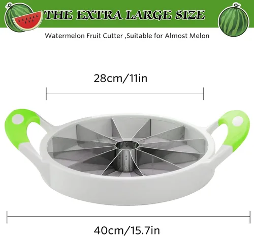 Vista 4 de SOMOYA - Cortador de sandía de acero inoxidable extra grande para cocina casera Silicone Handle,Cuts Watermelon,Cantaloupe, Pineapple Dishwasher