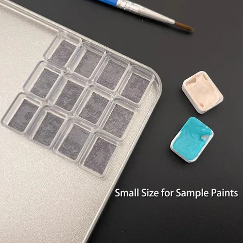 Vista 4 de Sartenes de acuarela vacías con rayas magnéticas – 100 piezas de plástico de 0.0 fl oz kits de sartenes para bricolaje acuarelas o acrílicos pintura
