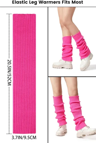 Vista 3 de Clothirily Leg Warmers, Fashion Knit Neon Leg Warmers, Ribbed Knit Leg Warmer Socks for Yoga, Sports Party