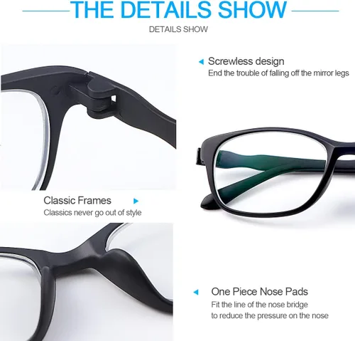 Vista 4 de YIMI Gafas de miopía antimiopía, antiluz azul, gafas de visión corta, poder negativo, gafas de miopía retro para hombres y mujeres