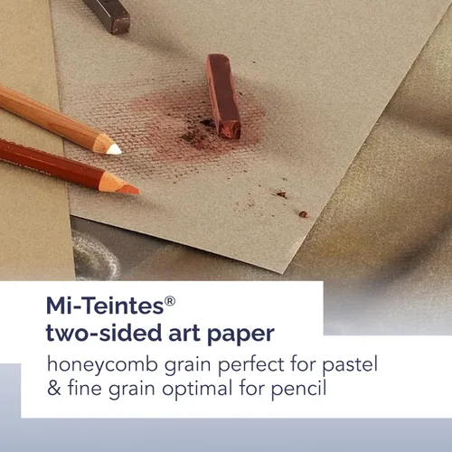 Vista 4 de Canson Mi-Teintes - Libro de arte blanco, 5.8 x 8.3 pulgadas, 80 hojas, tapa dura de tela azul, alambre lateral, cuaderno de artista profesional