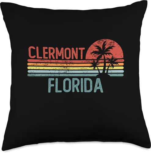 Vista 5 de Happy 4th of July Patriotic Weekend Road Trip 2222 Clermont Florida Funny USA City Trip Home Roots - Almohada de 16 x 16 pulgadas, multicolor