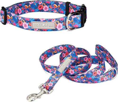 Vista 95 de Lucky Love Dog - Collar para perras pequeñas, diseño Blackbird de estampado alegre con flores de primavera y verano, talla XS Collar Blackbird