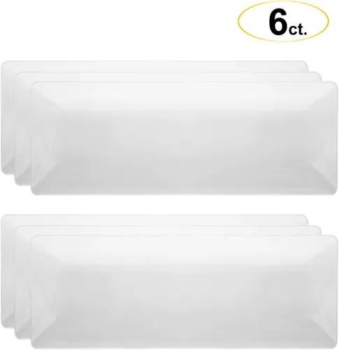 Vista 3 de Party Essentials N156621 - Bandejas elegantes de plástico para aperitivos/servir, 15.75" x 6", transparente, paquete de 6