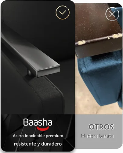 Vista 6 de Silla de salón profesional Baasha completamente negra, silla de estilo hidráulica de lujo con cuero PU suave, cojín de espuma de alta densidad, giro