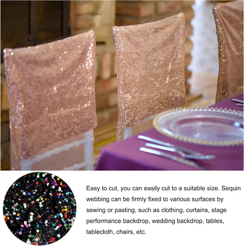 Vista 3 de Tela iridiscente de lentejuelas de terciopelo brillante de 1 yarda, tela brillante para vestido, telón de fondo de lino, decoración del hogar