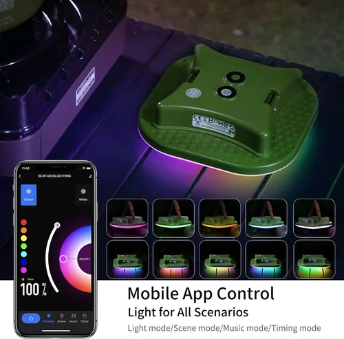 Vista 2 de Linterna de camping recargable, luz LED inteligente con control Bluetooth por la aplicación Tuya, sincronización de música RGB LED luces de camping