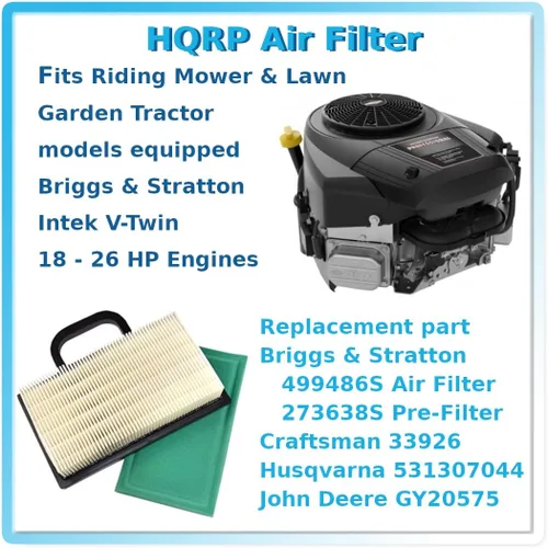 Vista 5 de HQRP Cartucho de filtro con prelimpiador compatible con Cub Cadet RZT 22 / RZT22 / RZT50 50 "Cero Giro Cortacésped, 499486S 273638S Reemplazo