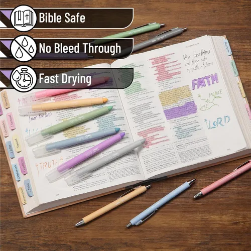 Vista 3 de Mr. Pen - Marcadores y bolígrafos bíblicos sin derrame, paquete de 12, marcadores de gel, bolígrafos para la Biblia sin traspaso Bible-Safe Gel