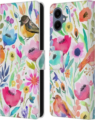 Vista 148 de Head Case Designs Officially Licensed Ninola Brushstrokes Black Summer Patterns Leather Wallet Case Compatible with Samsung Galaxy A07 4G