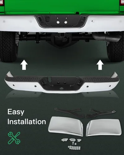 Vista 7 de SCITOO Conjunto de parachoques trasero cromado de acero para Dodge Ram 1500/Ram 2500/Ram 3500 viene con orificios para sensor de estacionamiento sin