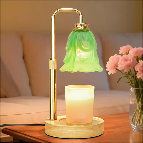 Vista 22 de XJZJY Lámpara calentadora de velas con regulador de temporizador, altura ajustable, calentador de cera de tulipán marrón, regalo de cumpleaños