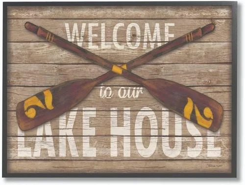 Vista 9 de Stupell Industries Welcome Lake House - Placa de pared con diseño de palabras de casa de campo, 10 x 15, multicolor