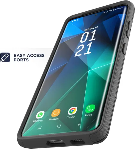 Vista 9 de Encased Rebel Series - Funda protectora resistente con clip para cinturón (2021) diseñada para Samsung Galaxy S21 Ultra - Negro