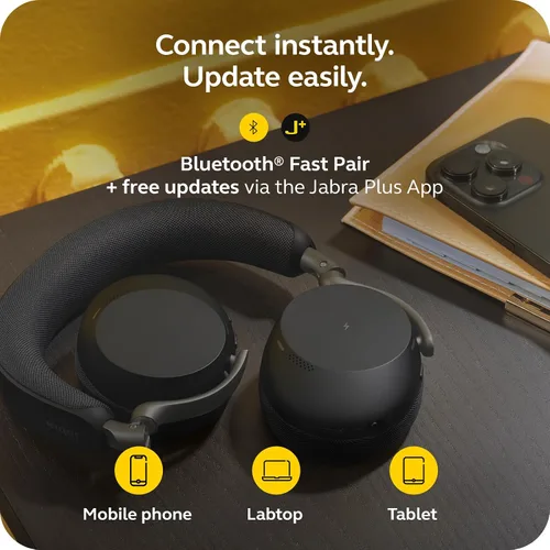 Vista 11 de Jabra Evolve3 75 Auriculares inalámbricos Bluetooth con micrófono para el trabajo, USB-A, tecnología de llamada de voz AI, cancelación activa