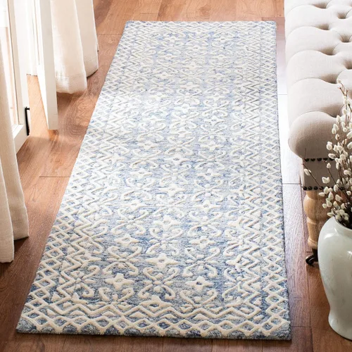 Vista 7 de Safavieh Blossom Collection - Alfombra decorativa, 2 x 3 pies, azul y marfil, lana hecha a mano, ideal para zonas de alto tráfico en entrada, sala
