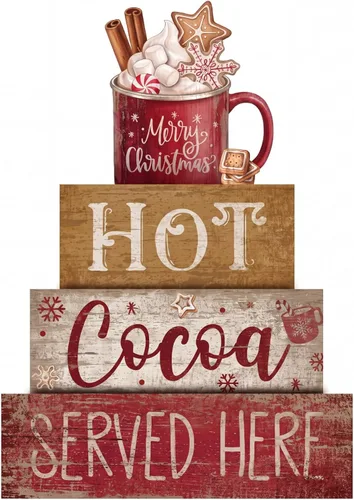 Vista 129 de Moucuny 4 piezas de decoración de mesa de Navidad rosa de chocolate caliente de cacao escalonado, decoración de bandeja escalonada, letrero