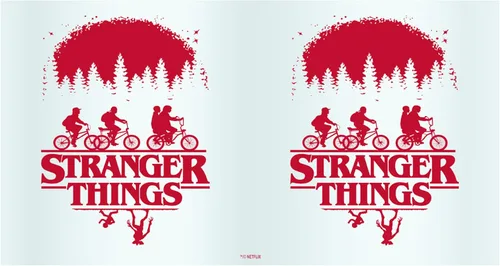 Vista 2 de Fifth Sun Stranger Things - Póster principal con forma de lata de Tritan en bicicleta, transparente, 16 onzas