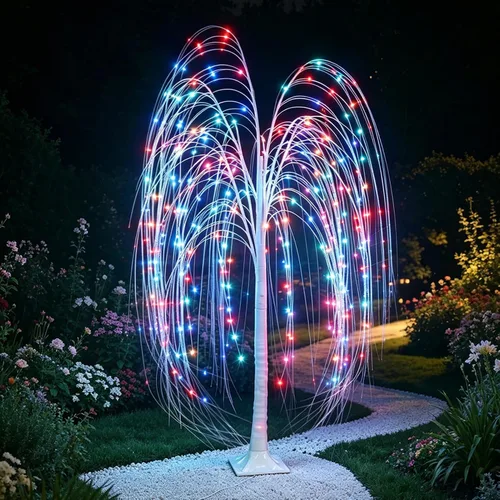 Vista 8 de Sauce llorón iluminado de 5 pies, 216 luces LED, árbol de sauce artificial