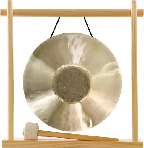 Vista 16 de 8" to 10" Gongs on My Little Pagoda Gong Stand Includes Stand, Mallet, & Your Choice of Gong/Perfect Desktop Gong/Sound Healing & Meditation/Bronze