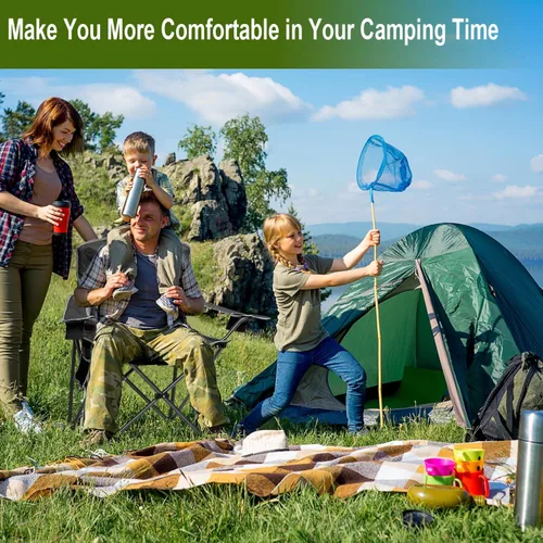 Vista 6 de Camping Chairs Outdoor Portable Folding Chair with Mesh Back, Black