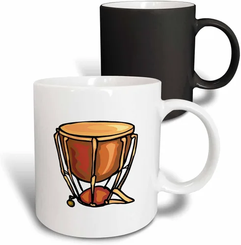 Vista 7 de 3dRose Timpani Jagged Realistic Image - Taza de dos tonos, 11 onzas, color negro