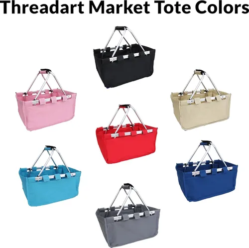 Vista 4 de Threadart Cesta plegable grande bordada personalizada – Rosa Marco de aluminio Tela de poliéster Práctico diseño plano plegable Bolsa