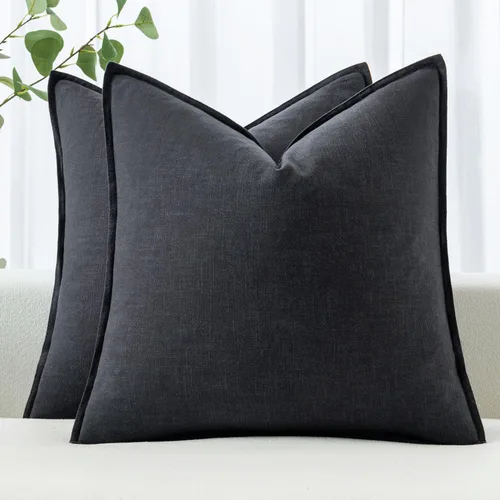 Vista 53 de MIULEE - Juego de 2 fundas de almohada decorativas de lino, estilo bohemio, rústico, neutral, para sofá, cama, 16 x 16 pulgadas, color marrón