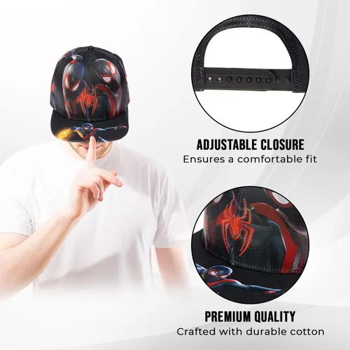 Vista 4 de Marvel Comics - Gorra de béisbol para hombre, diseño de Spiderman, bordadoimpreso