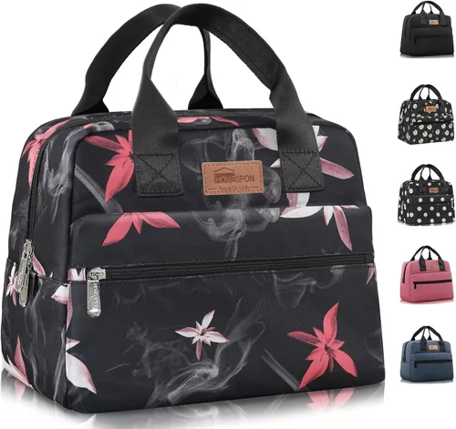 Vista 11 de HOMESPON Bolsa de almuerzo aislada para mujeres y hombres, lonchera hielera para el trabajo, picnic (negro)