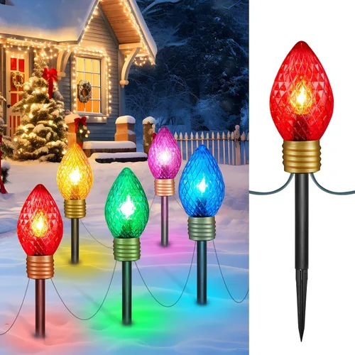 Vista 10 de Brigtown Strawberry Super Jumbo C9 Luces de camino de Navidad para exteriores, 11 pies Super Jumbo Rojo y Blanco Puro