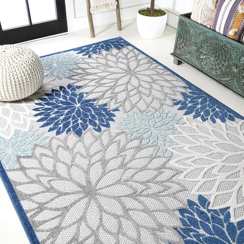 Vista 6 de Eyely CMA109A-3 Amalfi Coast Minori - Alfombra floral para interiores y exteriores, floral; contemporánea, dormitorio, cocina, patio trasero, patio