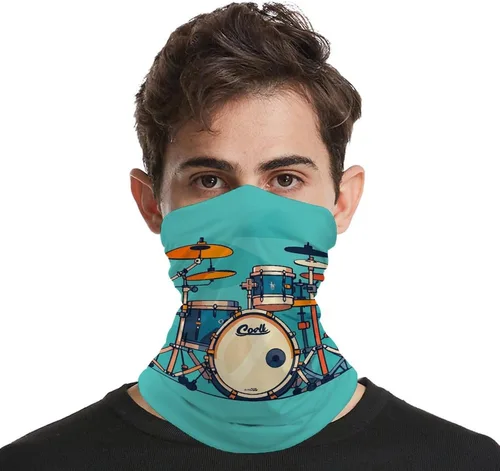 Vista 4 de Sun UV Protection Neck Gaiter Upf 50+ Balaclava Ski Cool Drum Set Face Mask Summer Face Cover Scarf Breathable Bandana for Fishing Hunting Kayaking