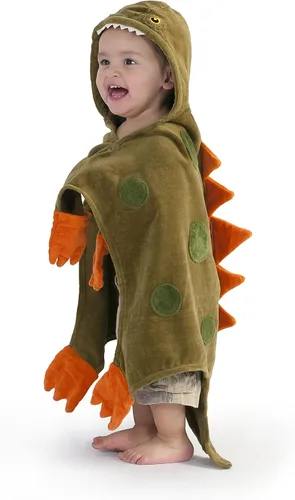 Vista 2 de Kidorable Toalla de dinosaurio para niños, verde militar, pequeña, Verde militar