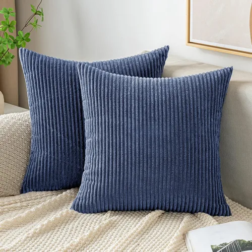 Vista 8 de EMEMA Fundas de Cojines Decorativos de Pana Suave a Rayas Cuadradas, Fundas de Almohadas de Primavera para Sofá, Dormitorio, Silla, Automóvil 16 x