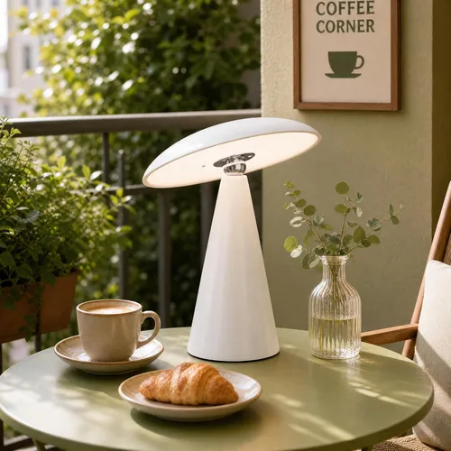Vista 8 de Linda lámpara estética de hongos, moderna lámpara magnética de mediados de siglo con iluminación de 3 modos para decoración única de hongos del Negro