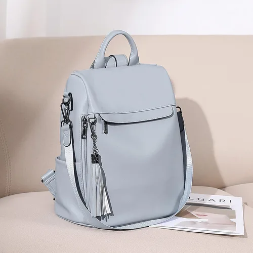Vista 42 de Bromen - Mochila tipo bolso de mano de piel antirrobo para mujer a la moda, Beige floral, L