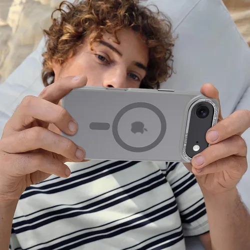 Vista 1340 de Anuck - Funda magnética para iPhone 11 compatible con MagSafe, carcasa trasera mate translúcida dura, borde de TPU, delgada, resistente a impactos