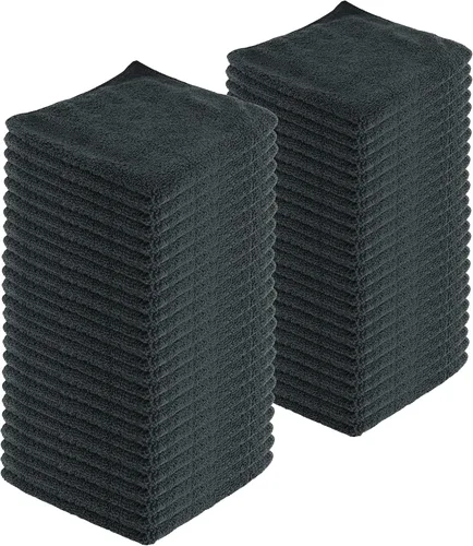 Vista 28 de Toallas de limpieza de microfibra, paquete de 12, 16 x 16 pulgadas, multiusos, más suaves, altamente absorbentes, sin pelusas, reutilizables Negro