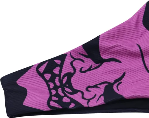 Vista 10 de AIBEARTY Traje de baño de dos piezas con estampado de calaveras para mujer, conjunto de bikini triangular de corte alto para fiesta, festival