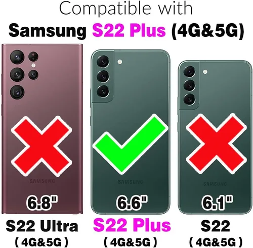 Vista 2 de Asuwish Funda para Samsung Galaxy S22 Plus con protector de pantalla de vidrio templado, ranura para tarjetas, función atril, color negro
