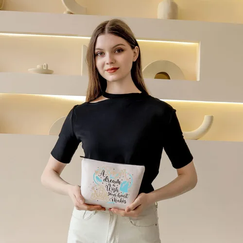 Vista 6 de BDPWSS Bolsa de maquillaje de cuentos de hadas, regalo de princesa de hadas, un sueño es un deseo que tu corazón hace bolsa de cosméticos para amiga