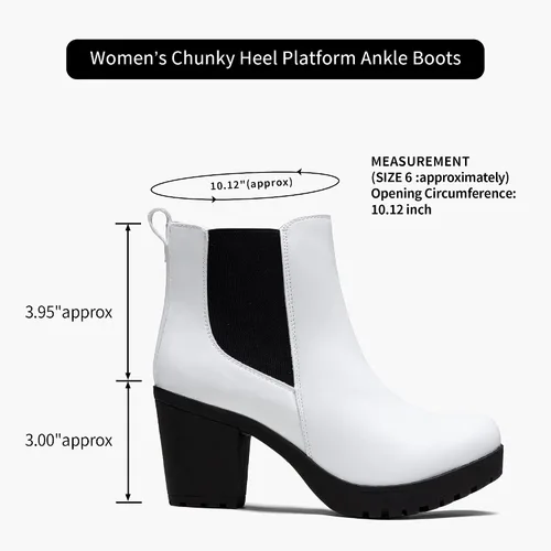 Vista 3 de Vepose Botines de moda para mujer, tacón bajo grueso, plataforma Chelsea para mujer
