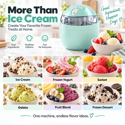 Vista 3 de FunloIceCream Maker, 1.5 cuartos de galón Mini máquina para hacer helados Azul