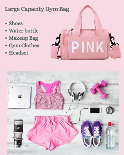 Vista 7 de Bolsa de gimnasio pequeña estética, bonita bolsa de lona con asa, bolsa de viaje para el hombro, bolsa cruzada resistente para deportes de natación
